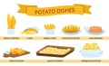 Potato Dishes Flat Set Royalty Free Stock Photo