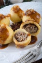 Potato dumplings with a meat filling