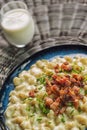 Potato dumplings with sheep cheese and bacon, traditional slovakian food, slovak gastronomy Royalty Free Stock Photo