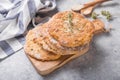 Potato flat bread are traditional soft Finns also call Lepuska or Talvi.  Made from mashed potatoes. The nomination is used Royalty Free Stock Photo