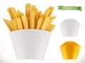 Potato. French fries. 3d realistic vector icon