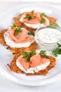 Potato fritters with salmon