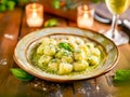 Potato Gnocchi with Creamy Pesto Sauce