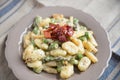 Potato gnocchi with green asparagus