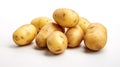 Potato group and half potatoes isolated on white background. Generative Ai Royalty Free Stock Photo
