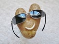 Potato Happy Face with Sunglasses Royalty Free Stock Photo