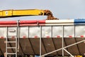 Loading freshly harvested potatoes into a truck for transport