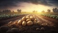 Potato harvest in the garden.