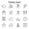 Potato icon set in thin line style