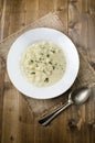 Potato leek soup in a soup dish Royalty Free Stock Photo