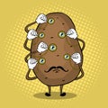 Potato and monoculars pop art vector illustration