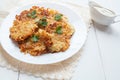 Potato pancaces or latke traditional Hanukkah Royalty Free Stock Photo