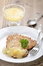 Potato pancake with bramley apple sauce Royalty Free Stock Photo