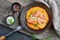 Potato pancake with salmon