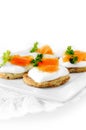 Potato Pancake And Smoked Salmon Canapes Royalty Free Stock Photo