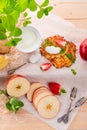 Potato pancakes with apfel and strawberry Royalty Free Stock Photo