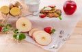 Potato pancakes with apfel and strawberry Royalty Free Stock Photo