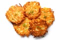 Potato Pancakes, Draniki, Deruny, Potato Latkes, Latkas, Irish Cakes, Raggmunk or Boxties Isolated on White Royalty Free Stock Photo