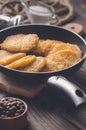 Potato pancakes in a frying pan. Royalty Free Stock Photo