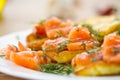 Potato pancakes with salted salmon Royalty Free Stock Photo