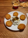 Potato pankakes with sourcream sous