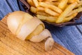 Potato peeled and cutted by hand