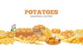 Potato products horizontal seamless border