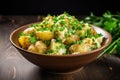 Potato salad with eggs and green onion Royalty Free Stock Photo