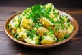 Potato salad with eggs and green onion Royalty Free Stock Photo