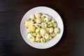 Potato salad with eggs and green onion Royalty Free Stock Photo