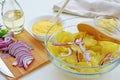 Potato salad with mayonnaise, home cooking Royalty Free Stock Photo