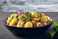 Potato salad with red onion, capers, greens Royalty Free Stock Photo