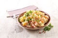 Potato salad with salmon, cream