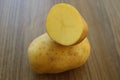 Potato slice. Sliced potatoes food. Potatoes cut in half. Royalty Free Stock Photo