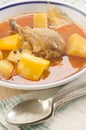 Potato soup with chicken drumstick Royalty Free Stock Photo