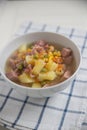 Potato Soup with ham, peas Royalty Free Stock Photo