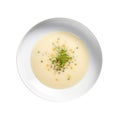 Potato Soup On White Plate On A White Background