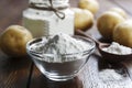 Potato starch in a glass bowl