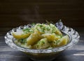 Potato stewed with vegetables and herbs. Tasty and nutritious lunch