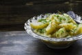 Potato stewed with vegetables and herbs. Tasty and nutritious lunch