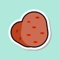 Potato Sticker On Blue Background Colorful Vegetable Icon