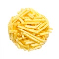 Salted potato sticks, shoestring potatoes, snack circle from above Royalty Free Stock Photo