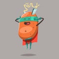 Potato superhero vegetable. Funny kawaii character. Vector cartoon flat illustration isolated on background Royalty Free Stock Photo