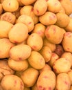 Potato tubes close up on the farm market stall. Food background Royalty Free Stock Photo