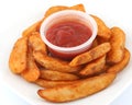 Potato wedges with ketchup