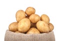 Potatoes in the bag isolated on white background.