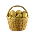 Potatoes in brown wicker basket isolated closeup Royalty Free Stock Photo