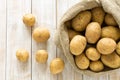 Potatoes in a burlap sack