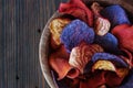 Potatoes chips in bowl Royalty Free Stock Photo