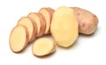 Potatoes close-up, raw and sliced, objects are isolated on a white background Royalty Free Stock Photo